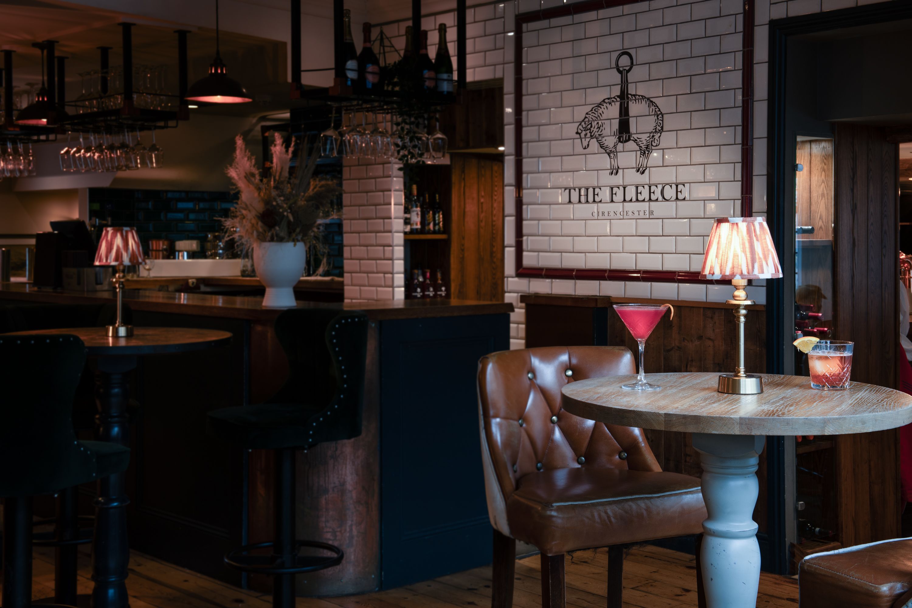 cocktails in the bar at the fleece